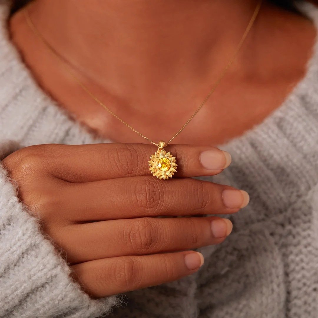"Sunshine" Sunflower Heart Necklace Jewelry Gift